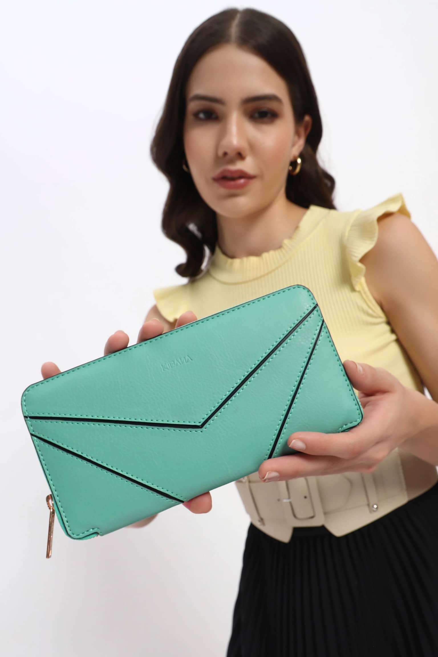 Lekha Envelope Vegan Leather Zip Around Women's Wallet - [Mint Green]