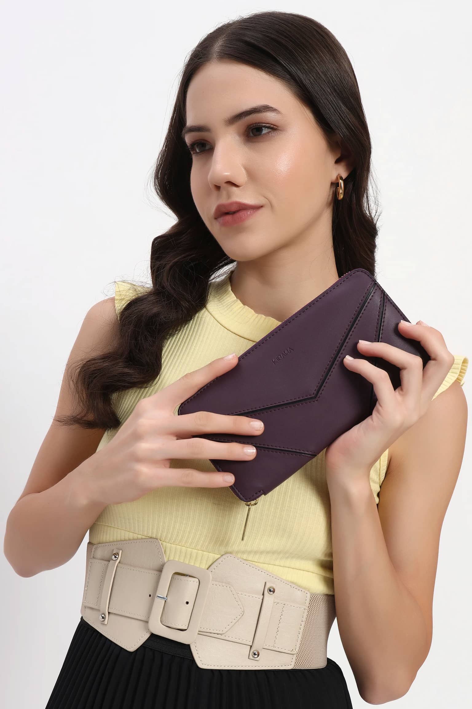 Lekha Envelope Vegan Leather Zip Around Women's Wallet - [Wine]