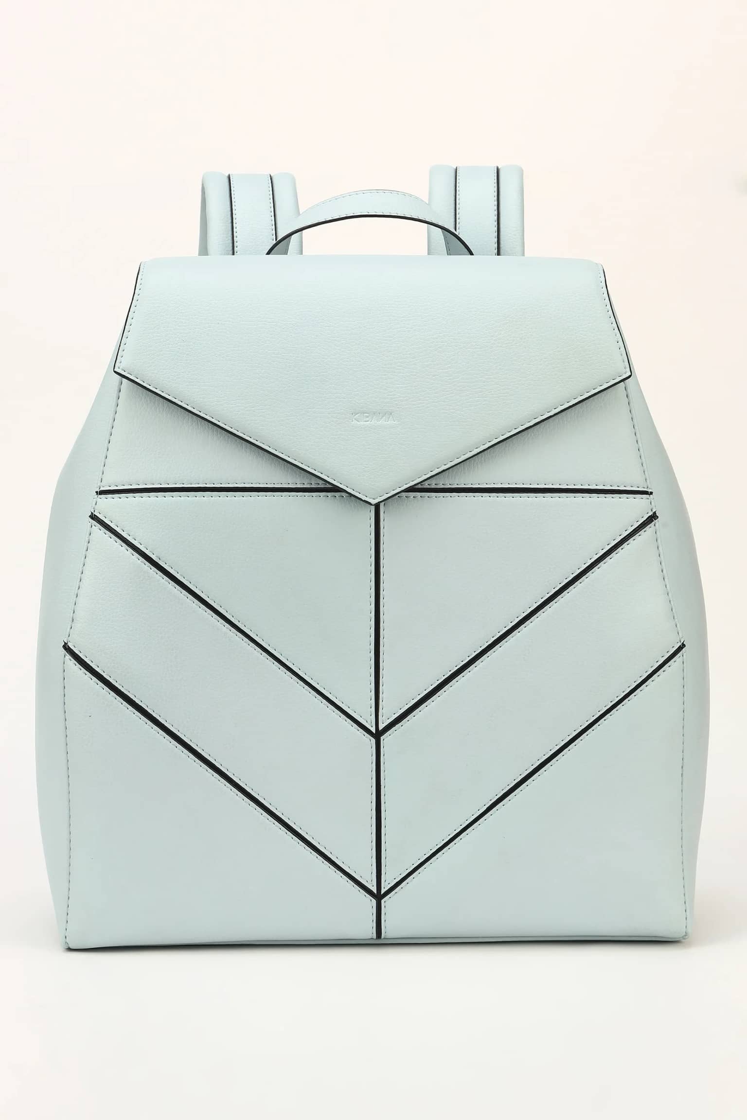 Vistapack Structured Faux Leather Backpack with Envelope Flap - [Milky Blue]