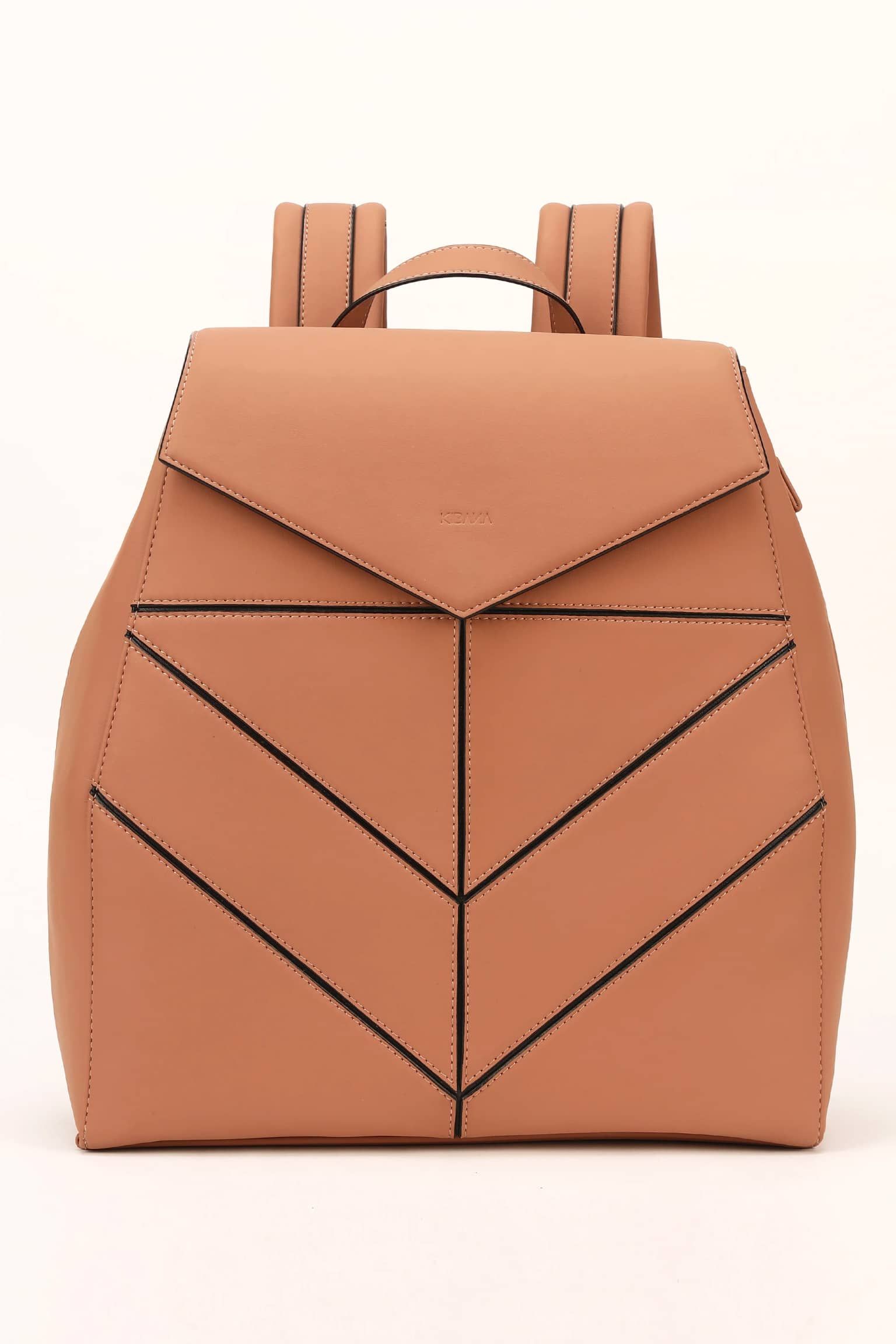 Vistapack Structured Faux Leather Backpack with Envelope Flap - [Mocha Tan]