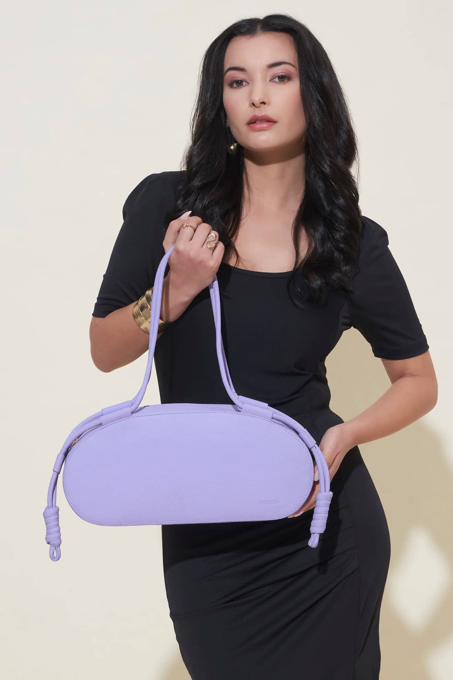 Women's Aesthetic Vegan Shoulder Purse Cordia Style - Light Purple