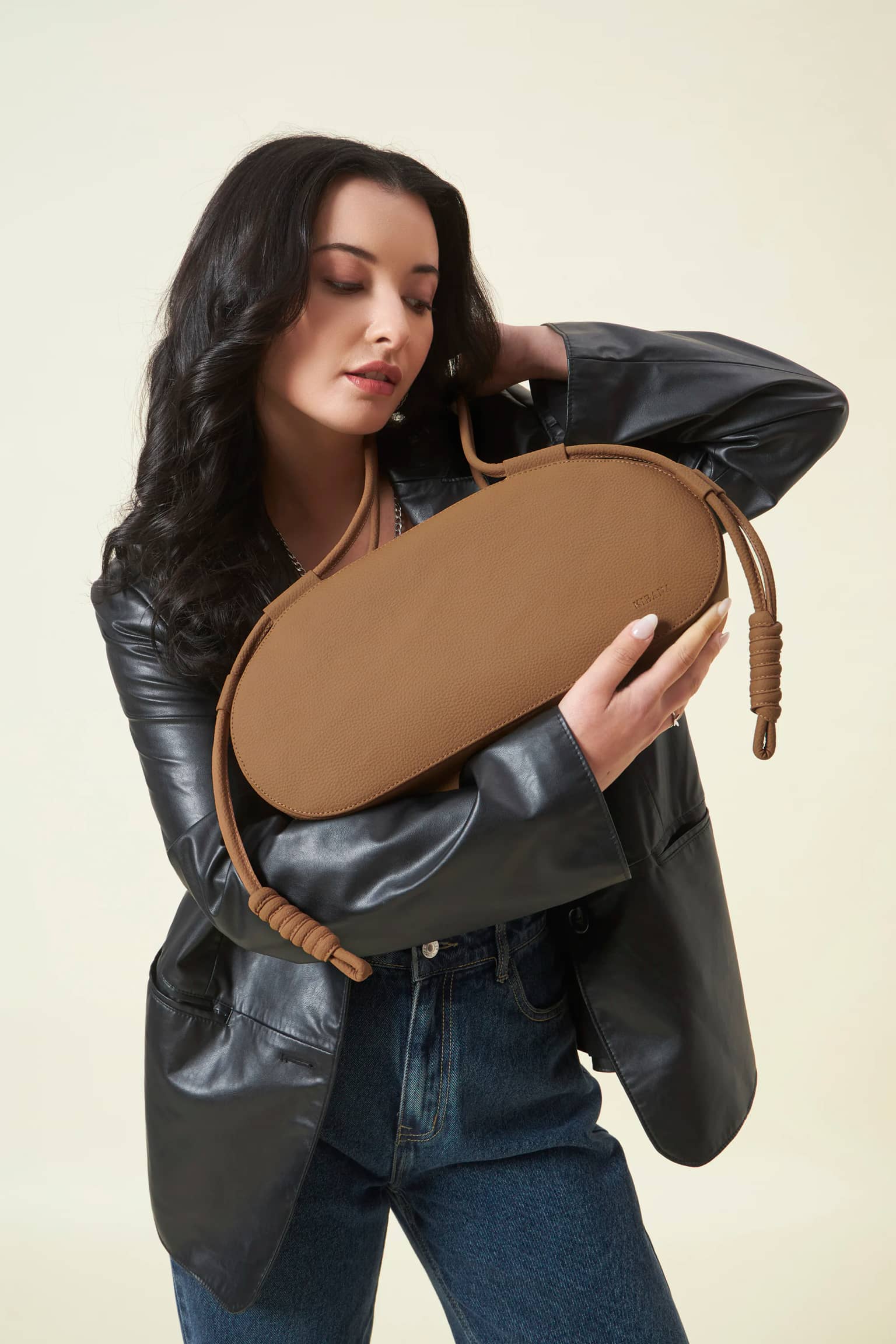 Women's Aesthetic Vegan Shoulder Purse Cordia Style - Mocha Tan