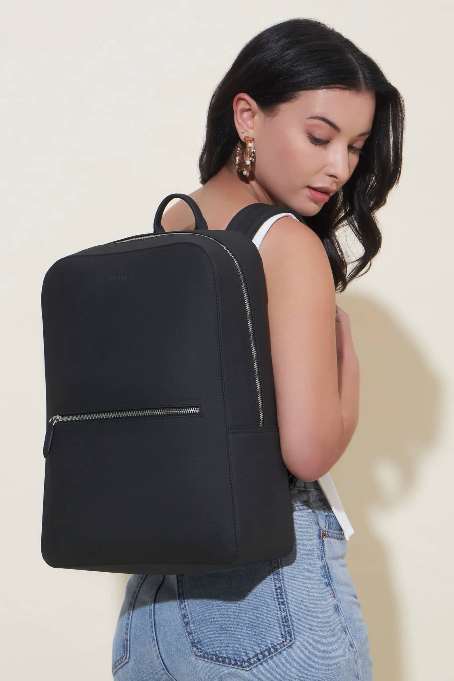 Orwyn Vegan Leather Laptop Backpack (15 inch Laptop Fits) - Black