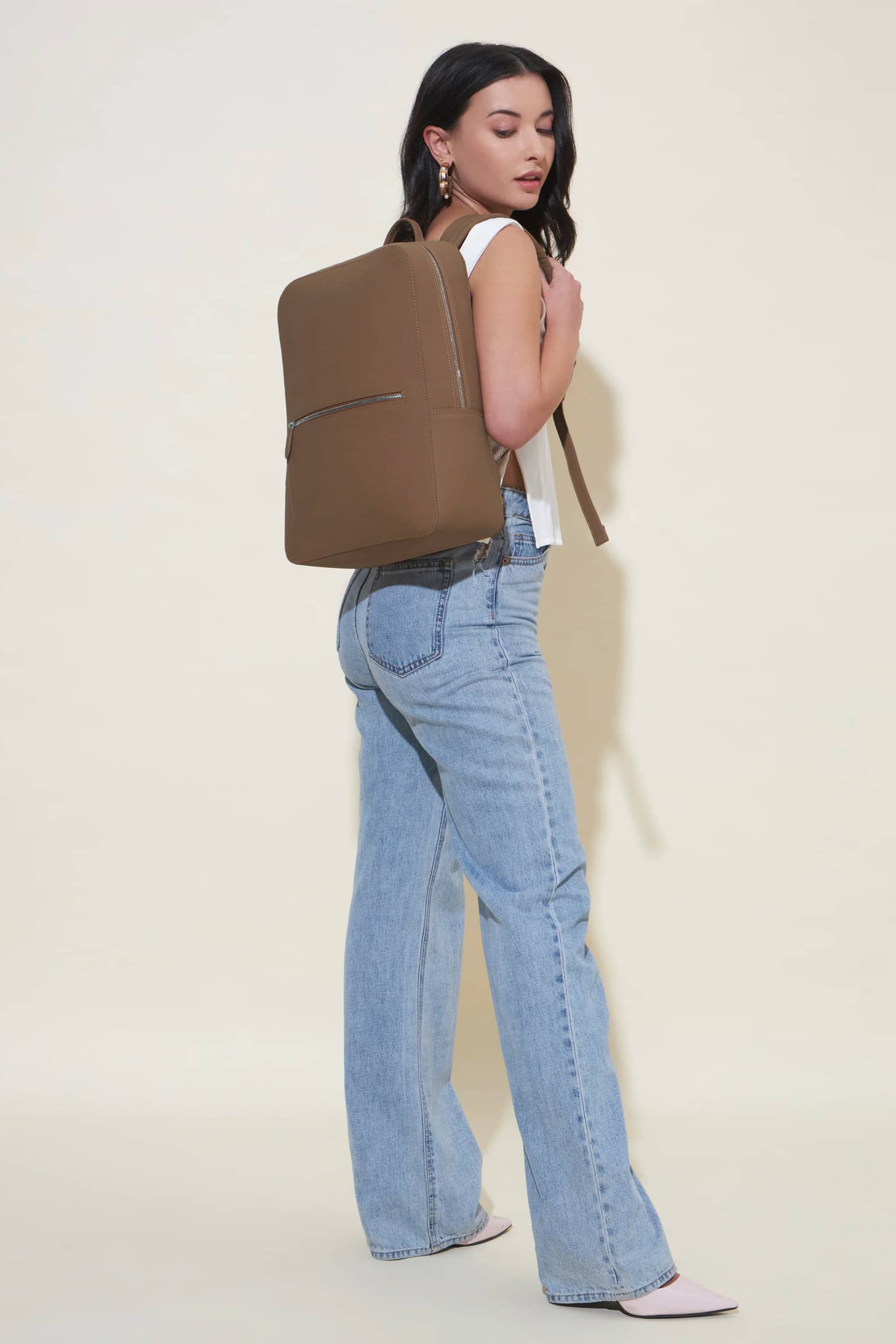 Orwyn Vegan Leather Laptop Backpack (15 inch Laptop Fits) - Tan