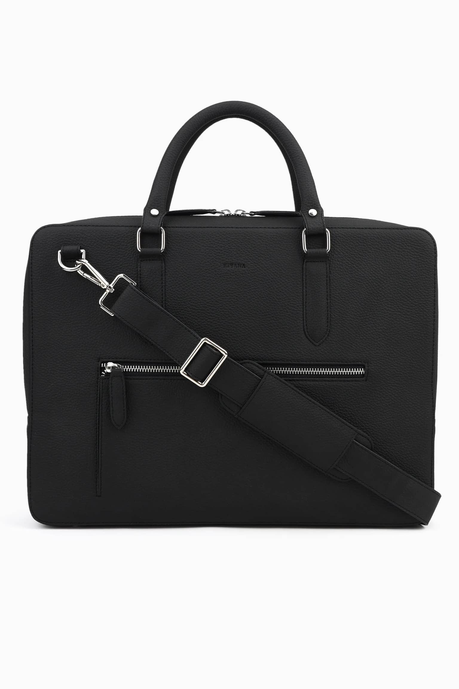 Business Vegan Leather Laptop Briefcase (15.6" Laptop Fits) - Black