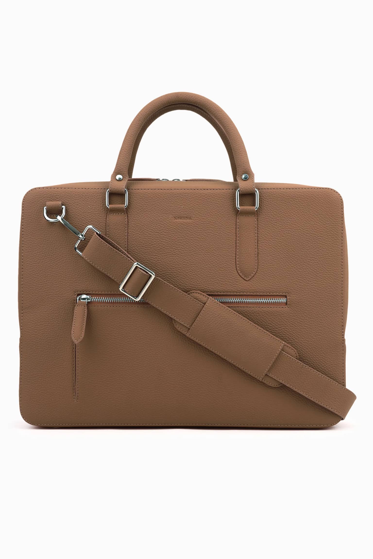 Business Vegan Leather Laptop Briefcase (15.6" Laptop Fits) - Tan